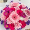 Cheerful Mixed Bloom Bouquet – Pink, Purple & White