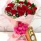 red rose bouquet Nairobi,romantic flowers Kenya,Ferrero chocolate gift combo,Valentine’s flower delivery Nairobi,anniversary roses and chocolate,pink rose bouquet wrap