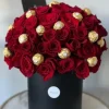 Deluxe Red Rose & Ferrero Box Arrangement