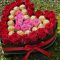 heart rose box with chocolates,romantic flower gift Kenya,red and pink rose bouquet Nairobi,Ferrero Rocher flower box,heart shaped gift for her,love flower box delivery,flower and chocolate combo Kenya
