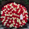 Luxury Red & White Rose Dome Bouquet – Black Wrap Edition