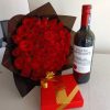 Romantic Red Roses, Wine & Chocolate Gift Combo