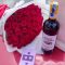 This romantic red rose bouquet with wine is perfect for anniversaries,Valentine’s Day,and surprise gifts across Nairobi,Kenya.