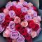 Send a hand-tied bouquet of red,pink,and lavender roses to express love and admiration today.