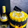 Yellow & White Rose Box with Robertson Sweet White Wine