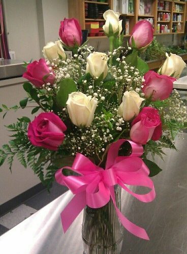 Order a fresh rose flower vase with baby’s breath and greenery for thoughtful occasions or surprises.