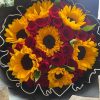golden passion sunflower & rose bouquet
