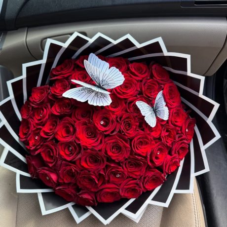 crimson butterfly luxe rose bouquet