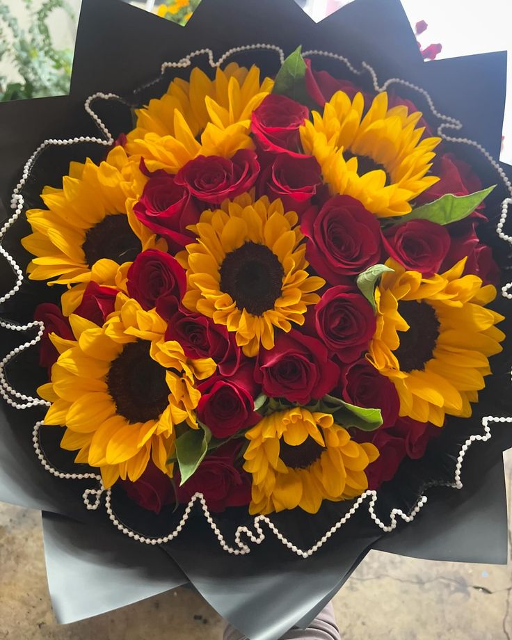 golden passion sunflower & rose bouquet
